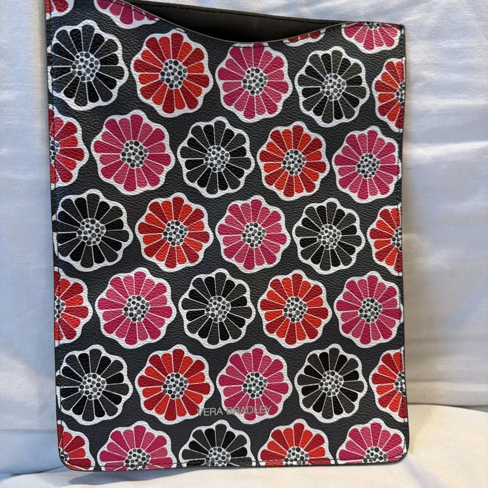 Vera Bradley Tablet Sleeve BLOSSOMS Black, Red, Pink Slim 8 x 10 in Ipad Kindle